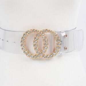Transparent PVC Waist Belt – Clear Gold Stone Buckle